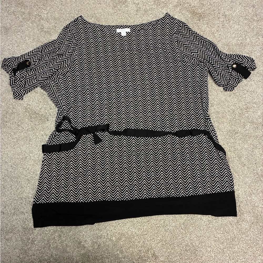 Charter Club Black and White Chevron Blouse